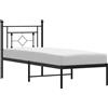 vidaXL Struttura letto con testiera in metallo nero 75x190 cm