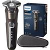 Philips SHAVER Series 5000 S5886/30, rasoio rotante, nero, marrone, pulsanti, LED, batteria / USB, ioni di litio (Li-Ion)