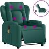 vidaXL Sedia da massaggio elettrica in tessuto verde scuro