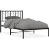 vidaXL Struttura letto con testiera in metallo nero 100x190 cm