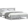 vidaXL Giroletto con testiera grigio cemento 120x200 cm Materiale a base di legno