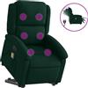 vidaXL Poltrona per massaggi con ausilio per la posizione eretta elettrica in velluto verde scuro