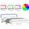 vidaXL Giroletto con testiera e illuminazione a LED bianco 150x200 cm