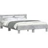 vidaXL Giroletto con testiera grigio cemento 140x190 cm materiale a base di legno