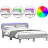 vidaXL Struttura letto con testiera illuminazione LED Grigio Sonoma 150x200 cm