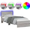 vidaXL Struttura letto con testiera e luci LED Grigio Sonoma 90x200 cm