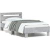 vidaXL Struttura letto con testiera grigio cemento 75x190 cm materiale a base di legno