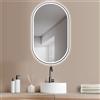 PonteSino HOKO specchio da bagno LED antiappannamento da parete ovale 45x75cm con cornice in alluminio+LED a variazione bianco caldo-bianco freddo-neutro 2700-6500K.Interruttore touch.Ravenna