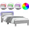 vidaXL Struttura letto con testiera e luci LED Grigio Sonoma 100x200cm