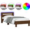 vidaXL Struttura letto con testiera e luci LED in rovere marrone 100x200cm