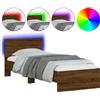 vidaXL Struttura letto con testiera e luci LED in rovere marrone 75x190 cm