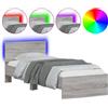vidaXL Struttura letto con testiera e luci LED Grigio Sonoma 90x190 cm
