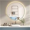 PonteSino Specchio da bagno HOKO antiappannamento rotondo 80 cm con cornice + cambio luce bianco caldo-bianco freddo-neutro 2700-6500 K. La luce può essere accesa con interruttore a sfioramento/muro. Monza