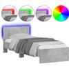 vidaXL Struttura letto con testiera e luci LED grigio cemento 75x190 cm