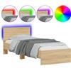 vidaXL Struttura letto con testiera e luci LED rovere Sonoma 75x190cm