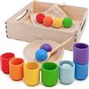 Ulanik s.r.o. Giocattolo in legno Ulanik Montessori "Arcobaleno: palline nelle tazze