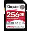 Kingston Technology 256GB Canvas React Plus SDXC UHS-II 280R/150W U3 V60 for Full HD/4K