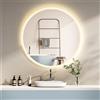 PonteSino HOKO specchio bagno LED antiappannamento rotondo 60cm+LED cambio bianco caldo-bianco freddo-neutro 2700-6500K. La luce può essere accesa con interruttore a sfioramento/interruttore a parete). Ulm