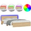 vidaXL Giroletto con testiera Illuminazione LED Rovere Sonoma 150x200cm