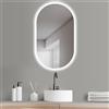 PonteSino HOKO specchio da bagno LED antiappannamento da parete ovale 50x90 cm+LED cambia bianco caldo-bianco freddo-neutro. La luce può essere accesa con interruttore a sfioramento/muro.Messina