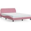 vidaXL Struttura letto con testiera "Dover" rosa 140x200 cm in velluto