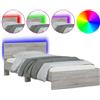 vidaXL Struttura letto con testiera e luci LED Grigio Sonoma 100x200cm