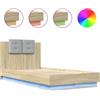 vidaXL Struttura letto con testiera e luci LED rovere Sonoma 75x190cm
