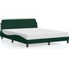 vidaXL Giroletto con testiera in velluto verde scuro 160x200 cm
