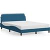 vidaXL Struttura letto con testiera "Dover" blu 140x200 cm in velluto