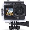 Nedis ActionCam | Doppio schermo | 1080p@30fps | 12MPixel | Impermeabile fino a: 30,0 m | 70 minuti | Wi-Fi | App disponibile per: Android™ / IOS | Supporti inclusi | Nero