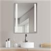 PonteSino HOKO specchio da bagno LED antiappannamento da parete 60x80cm+luce bianca calda-bianca fredda-neutra. con interruttore a sfioramento/interruttore a parete commutabile. IP44. Borkum