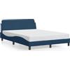 vidaXL Struttura letto con testiera "Dover" blu 140x200 cm in tessuto
