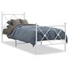 vidaXL Struttura letto con testiera e pediera in metallo bianco 75x190 cm