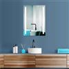 PonteSino HOKO specchio da bagno LED antiappannamento da parete 50x70+orologio+bianco caldo-bianco freddo-neutro 2700-6500 K. con interruttore touch/interruttore a parete commutabile. Hannover