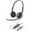 Poly Cuffie Poly HP Poly Blackwire 3210 Mono USB-C (nere) + adattatore USB-C/A (confezione), con cavo, per uso professionale/quotidiano, 97 g, auricolari, nero
