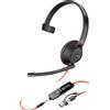 HP POLY Cuffie Blackwire 5210 monoaurali USB-C + spinotto da 3,5 mm + adattatore USB-C/A (sfuse)