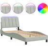 vidaXL Struttura letto con luci LED grigio chiaro 90x200 cm in velluto