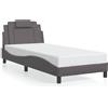 vidaXL Giroletto con testiera grigio 90x200 cm in ecopelle