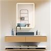 PonteSino HOKO specchio da bagno 70x100cm con cornice+interruttore a sfioramento+cambio di luce bianco caldo-bianco freddo-neutro con interruttore a sfioramento e commutabile con interruttore a parete