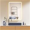 PonteSino HOKO specchio da bagno antiappannamento LED 70x100cm con cornice HIGH+QUER montaggio interruttore a sfioramento+cambio luce bianco caldo-bianco freddo-neutro interruttore a parete commutabile