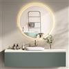 PonteSino HOKOBadroom Specchio antiappannamento rotondo 60 cm con cornice+interruttore a sfioramento+cambio di luce Bianco caldo-bianco freddo-neutro La luce può essere accesa con l'interruttore a sfioramento e l'interruttore a parete