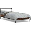 vidaXL Struttura letto in rovere affumicato 90x200 cm materiale a base di legno e metallo
