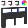 vidaXL Testiera a LED con ripiani nera 160x17x102 cm