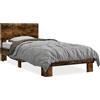 vidaXL Struttura letto in rovere fumé 75x190 cm Materiale a base di legno e metallo