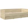 vidaXL Letto da giorno con cassetti in rovere Sonoma 100x200 cm Materiale a base di legno
