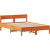 vidaXL Letto in legno massiccio senza materasso Wax brown 150x200 cm Legno di pino
