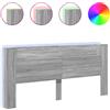 vidaXL Testata LED con ripiano Grigio Sonoma 220x16,5x103,5 cm