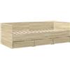 vidaXL Letto da giorno con cassetti in rovere Sonoma 90x200 cm Materiale in legno