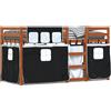 vidaXL Letto a castello con tende bianco e nero 90x190 cm in legno di pino