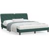 vidaXL Struttura letto con luci LED verde scuro 160x200 cm in velluto